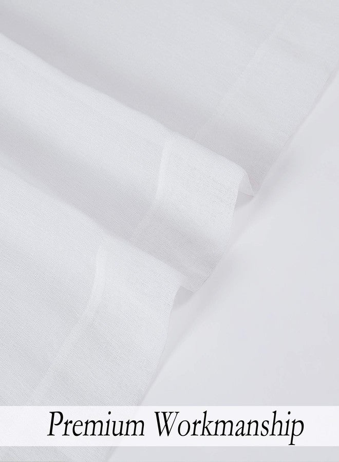 Central Park White Sheer Window Curtain Panels Linen Texture Solid Window Treatment Sets Drape Pairs Rod Pocket Curtains for Living and Bedroom Rustic Farmhouse 84 inches Long, 2 Panels - Image 3